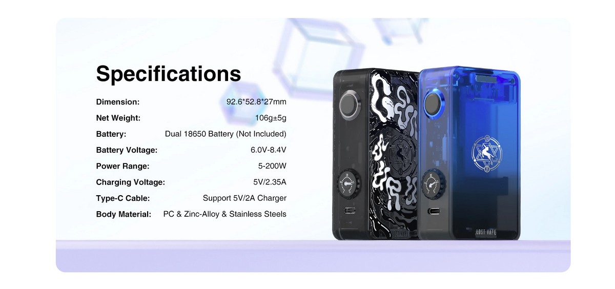 centaurus p200 box mod 2x18650 by lost vape 12