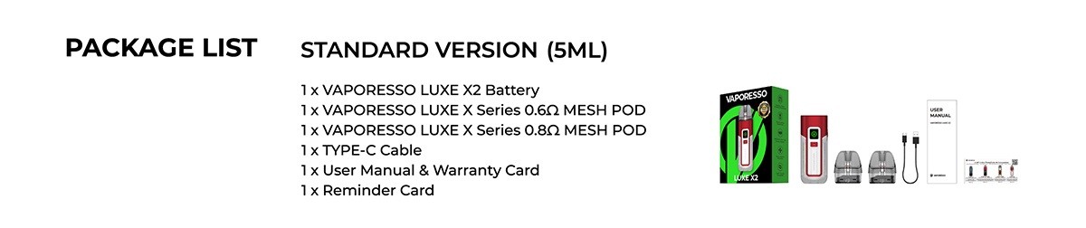 luxe x2 kit 2000mah 5ml by vaporesso 4